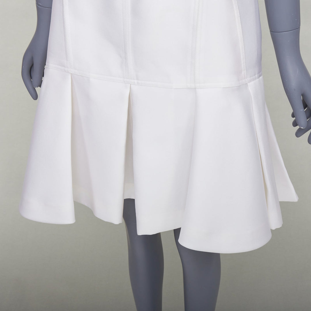 J MENDEL 2014 Runway cream yellow black silk panelled scoop cocktail dress US4 S