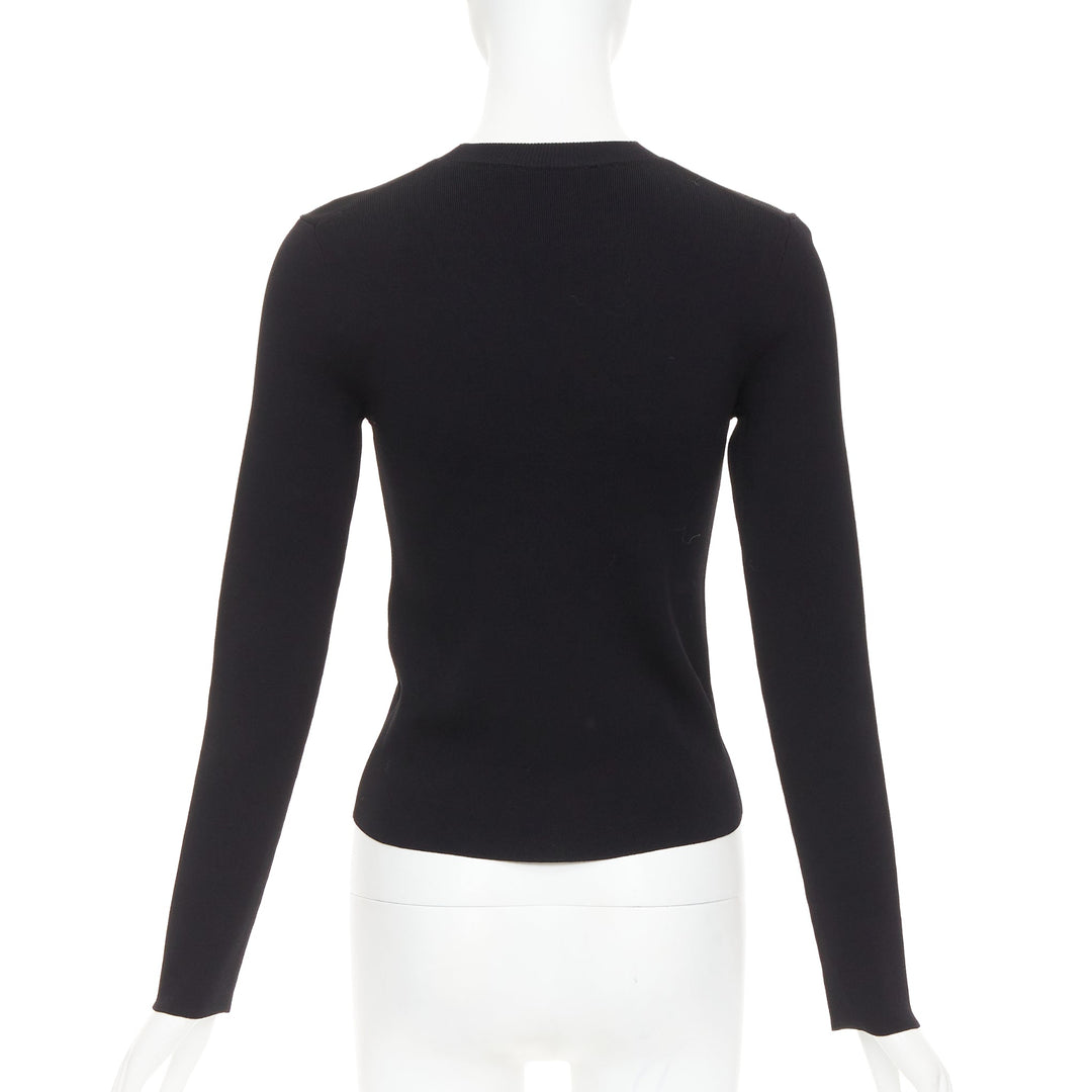 BALENCIAGA Demna 2021 black logo collar long sleeve crew neck pullover top S