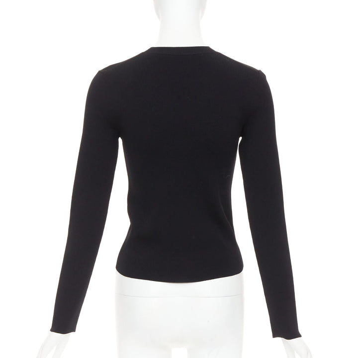 BALENCIAGA Demna 2021 black logo collar long sleeve crew neck pullover top S