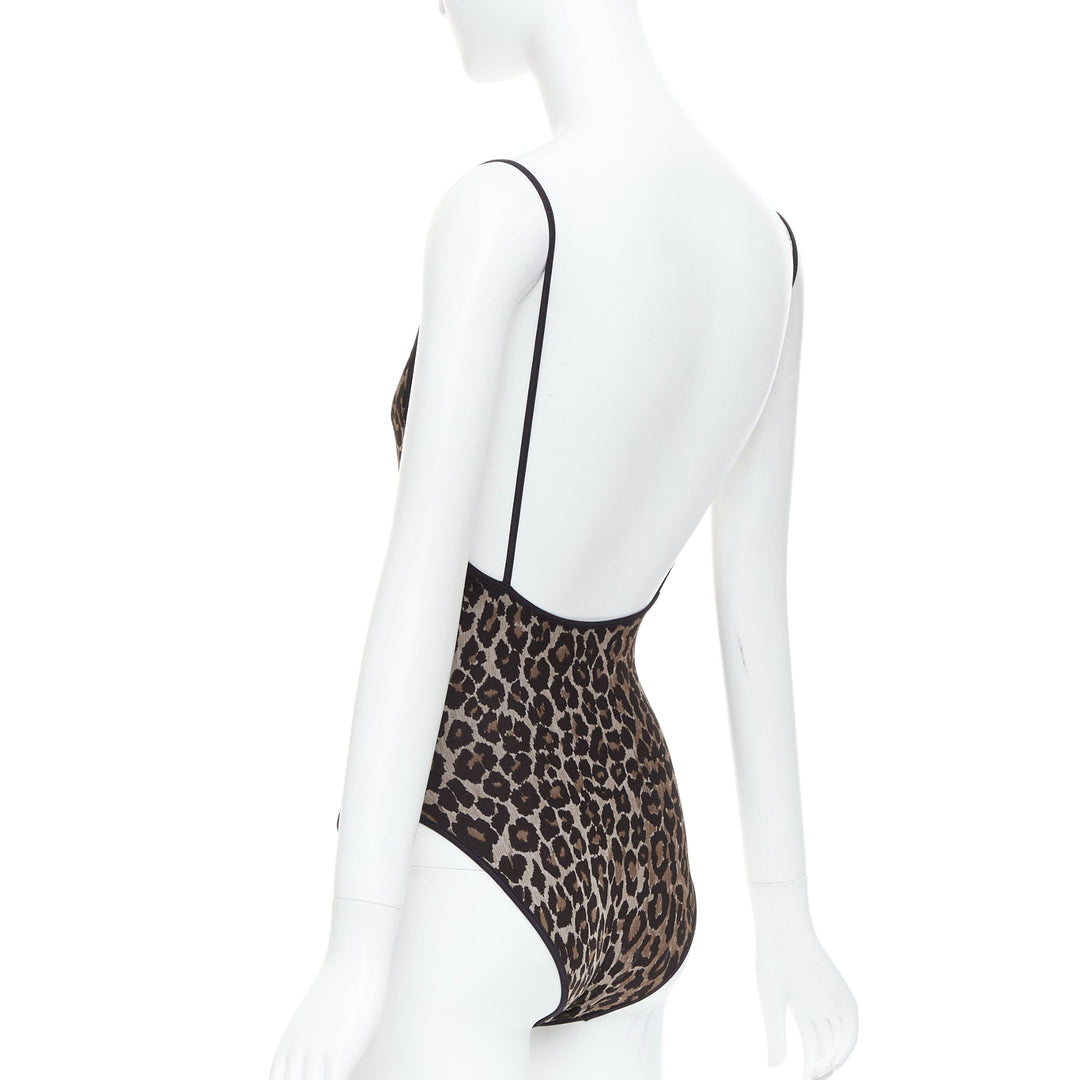 DOLCE GABBANA Mare Vintage brown leopard print scoop one piece swimsuit