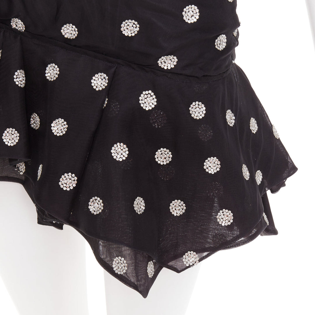 ALEXANDRE VAUTHIER COUTURE SS2019 Runway crystal polka dot ruffle shoulder dress