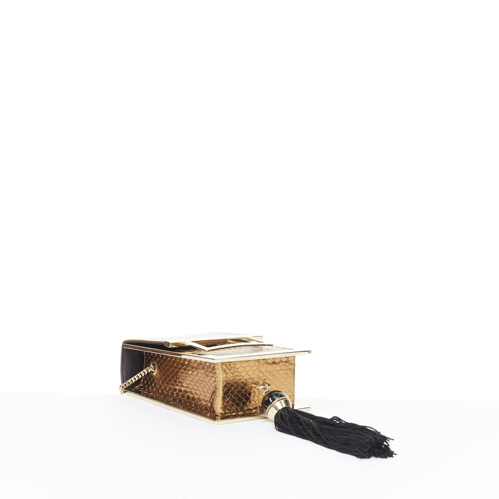 ROGER VIVIER 2017 Boite De Nuitmetallic gold envelope box tassel clutch bag