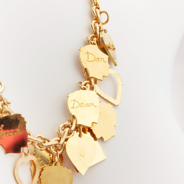 DSQUARED2 Vintage gold-tone Etched Boys Names heart breaker charms necklace