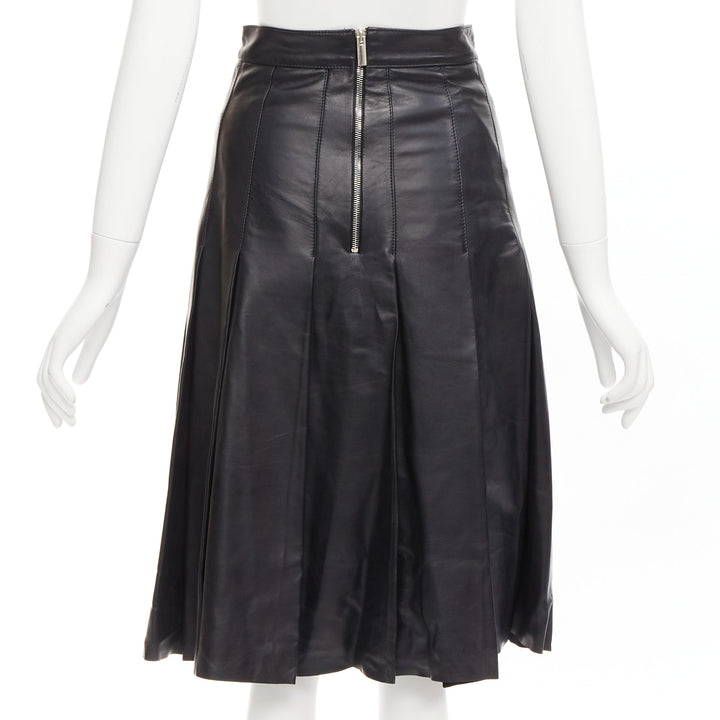CHRISTOPHER KANE Runway black lambskin leather chain embellished skirt IT40 S
