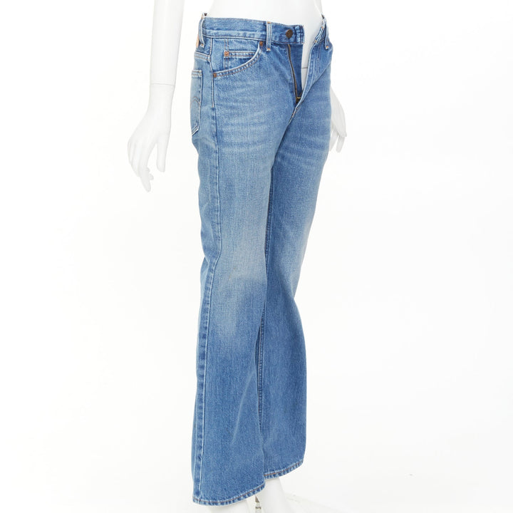 VALENTINO LEVI'S 2021 blue washed brown red logo tag pockets flare leg jeans 27"