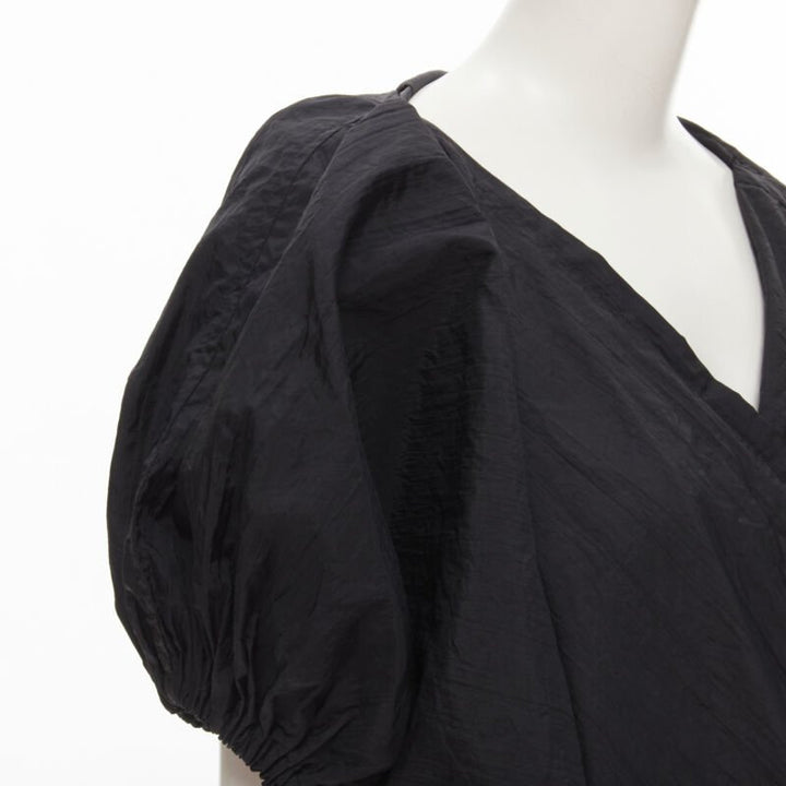 COMME DES GARCONS 1980's Vintage black crinkled nylon twist back shrug jacket