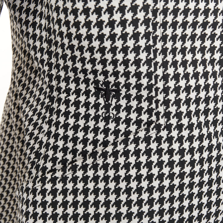 DIOR 2019 black white houndstooth CD bee utility cinched waist bar jacket FR38 M