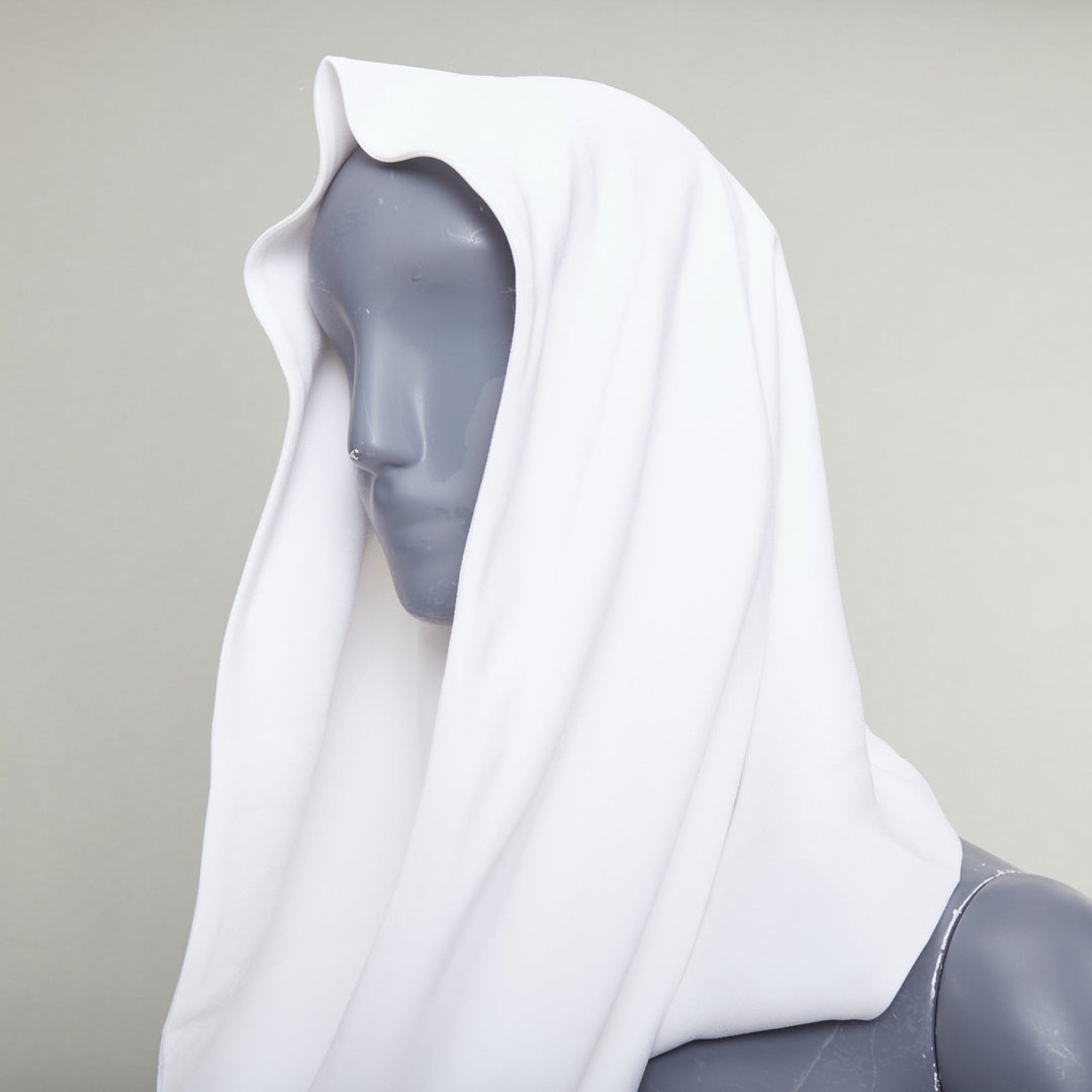 FERRAGAMO Maximilian Davis 2023 Runway Bridal white hood crepe mini dress IT40 S