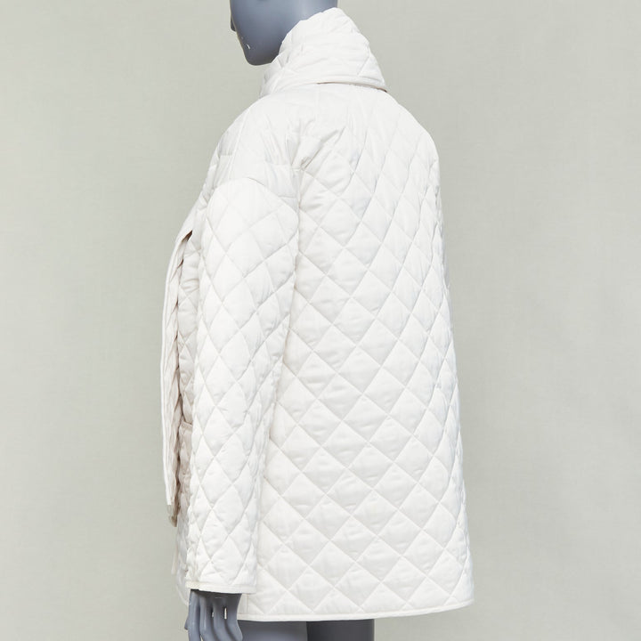 TOTEME Quilted Scarf off white diamond quilt pocketed jacket coat FR32 XXS