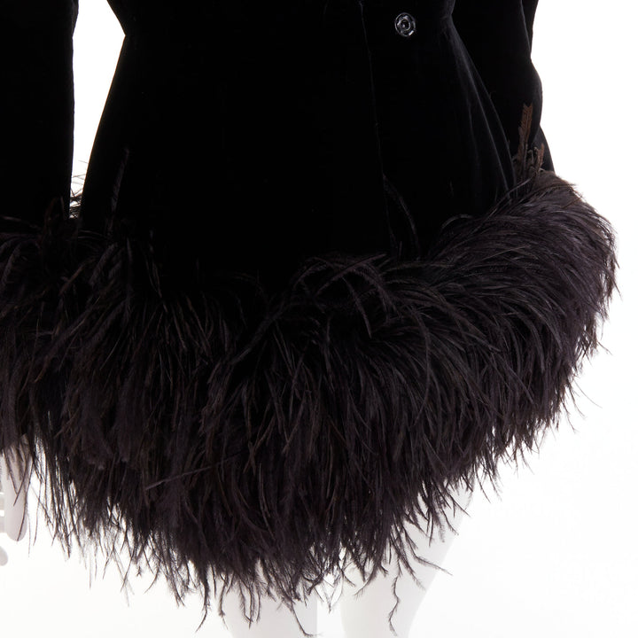 ALEXANDRE VAUTHIER COUTURE SS2022 Runway black velvet feather puff coat dress