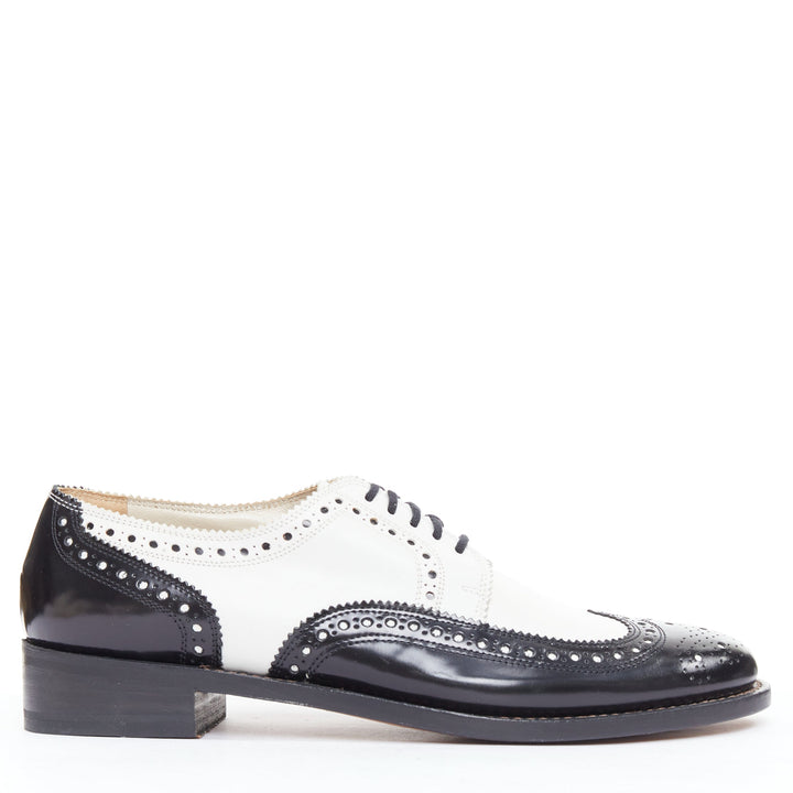 ROBERT CLERGERIE black white leather bicolor derby brogue UK7 EU40