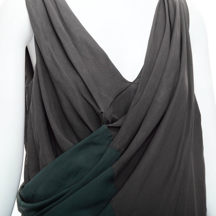 ALEXANDER WANG grey green cupro draped asymmetric toga dress Sz2