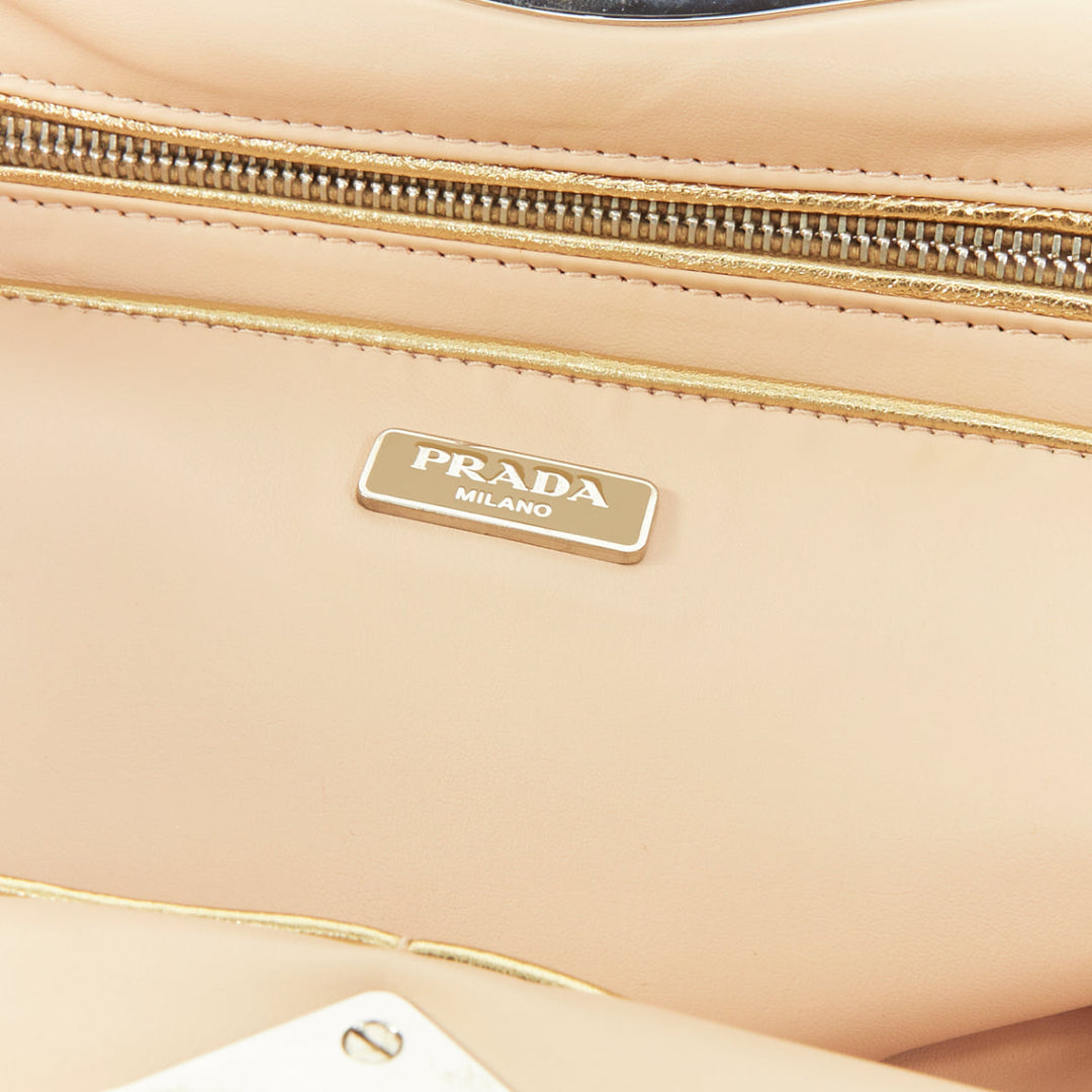 PRADA 2012 Runway hot rod metallic gold leather flame detail clutch bag