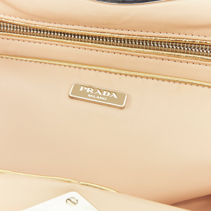 PRADA 2012 Runway hot rod metallic gold leather flame detail clutch bag