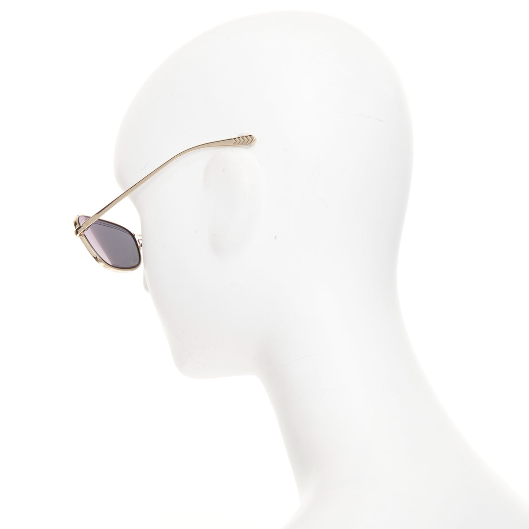 CHANEL 4254 gold frame black textured tiered lenses logo chevron arm sunglasses
