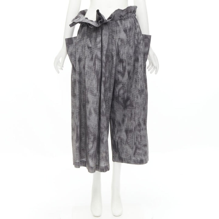 COMME DES GARCONS Tricot 1980s Vintage grey oversized tie waist asymmetric pants