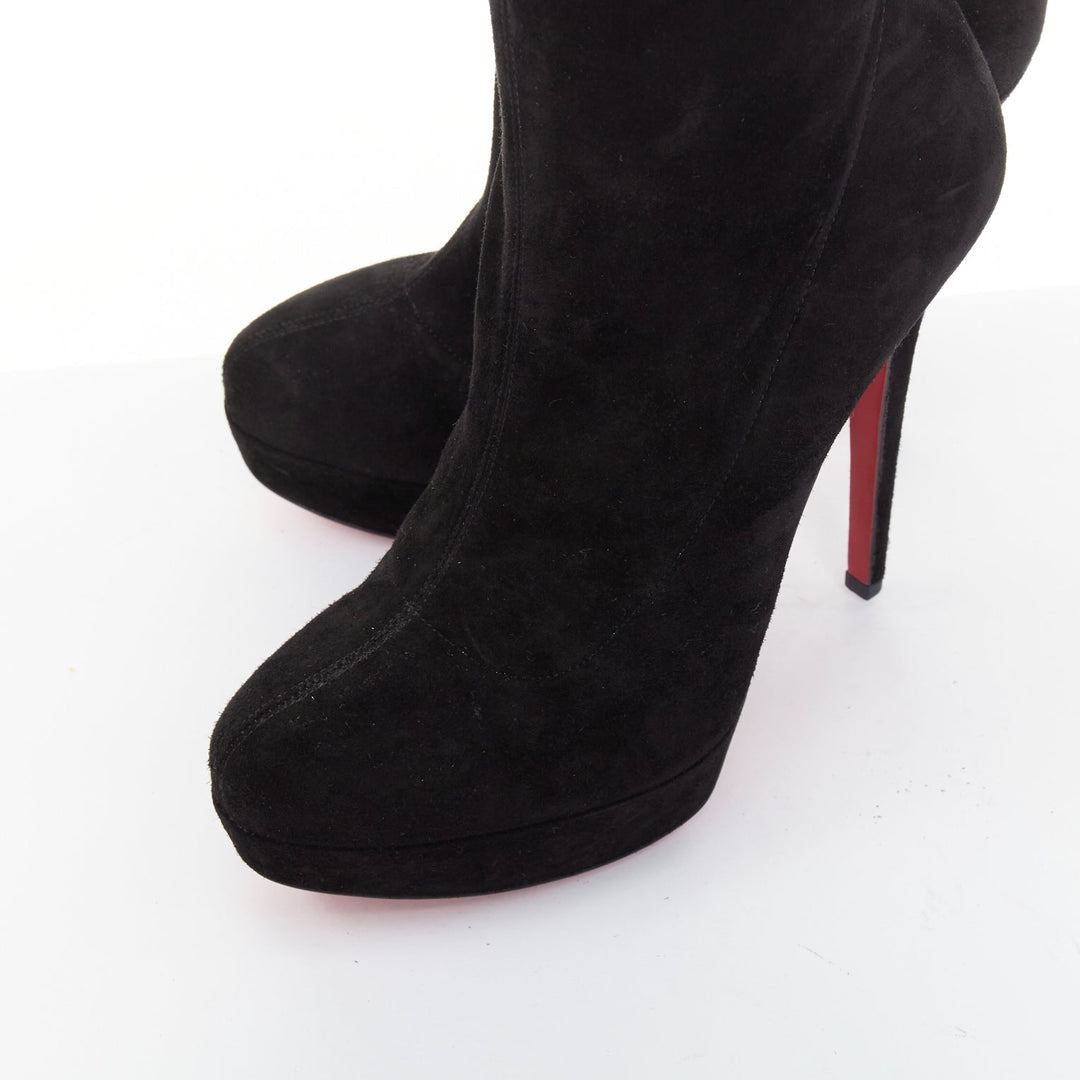 CHRISTIAN LOUBOUTIN Monicarina 160 black suede over knee platform boots EU37.5