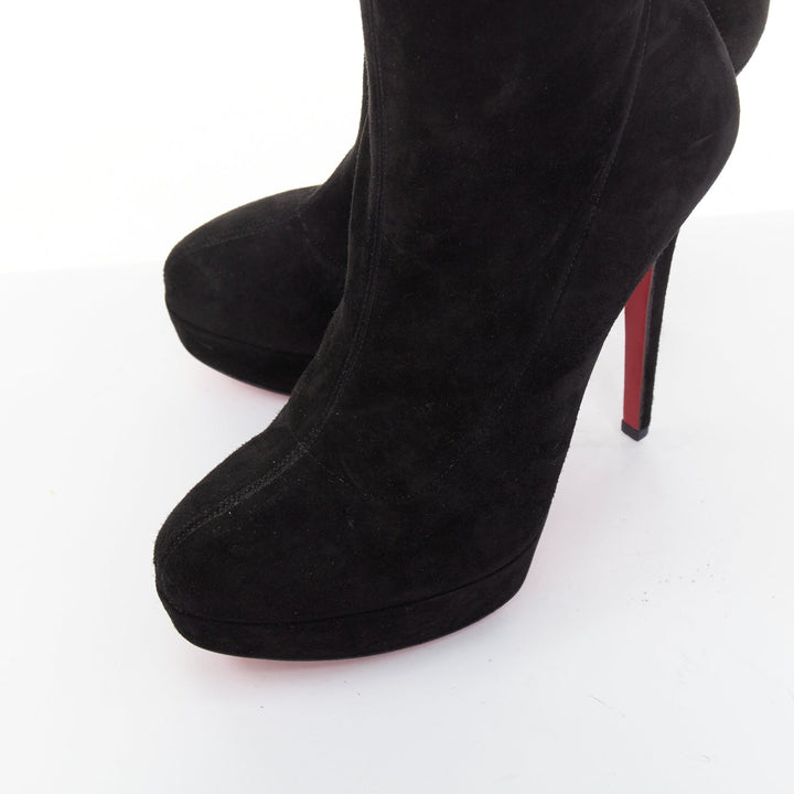 CHRISTIAN LOUBOUTIN Monicarina 160 black suede over knee platform boots EU37.5