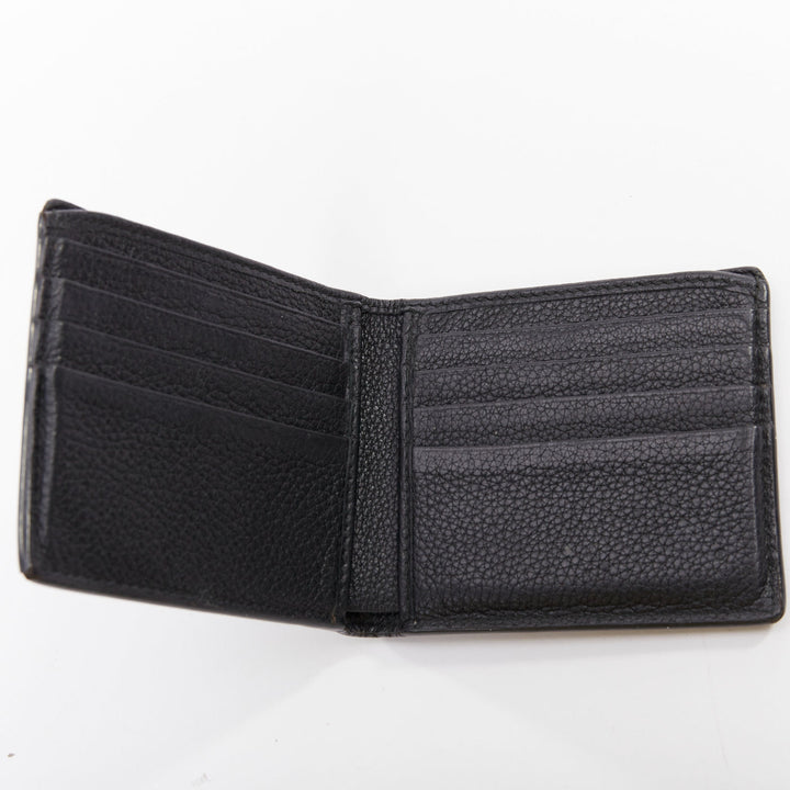 GUCCI black grained leather vintage logo bifold wallet