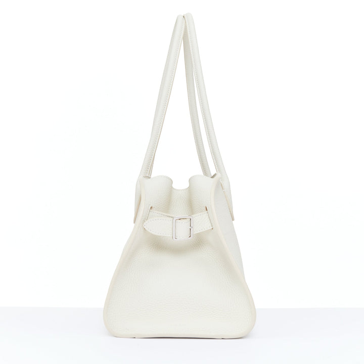 THE ROW 2024 Margaux Shoulder 12 ecru grained calfskin leather tote bag