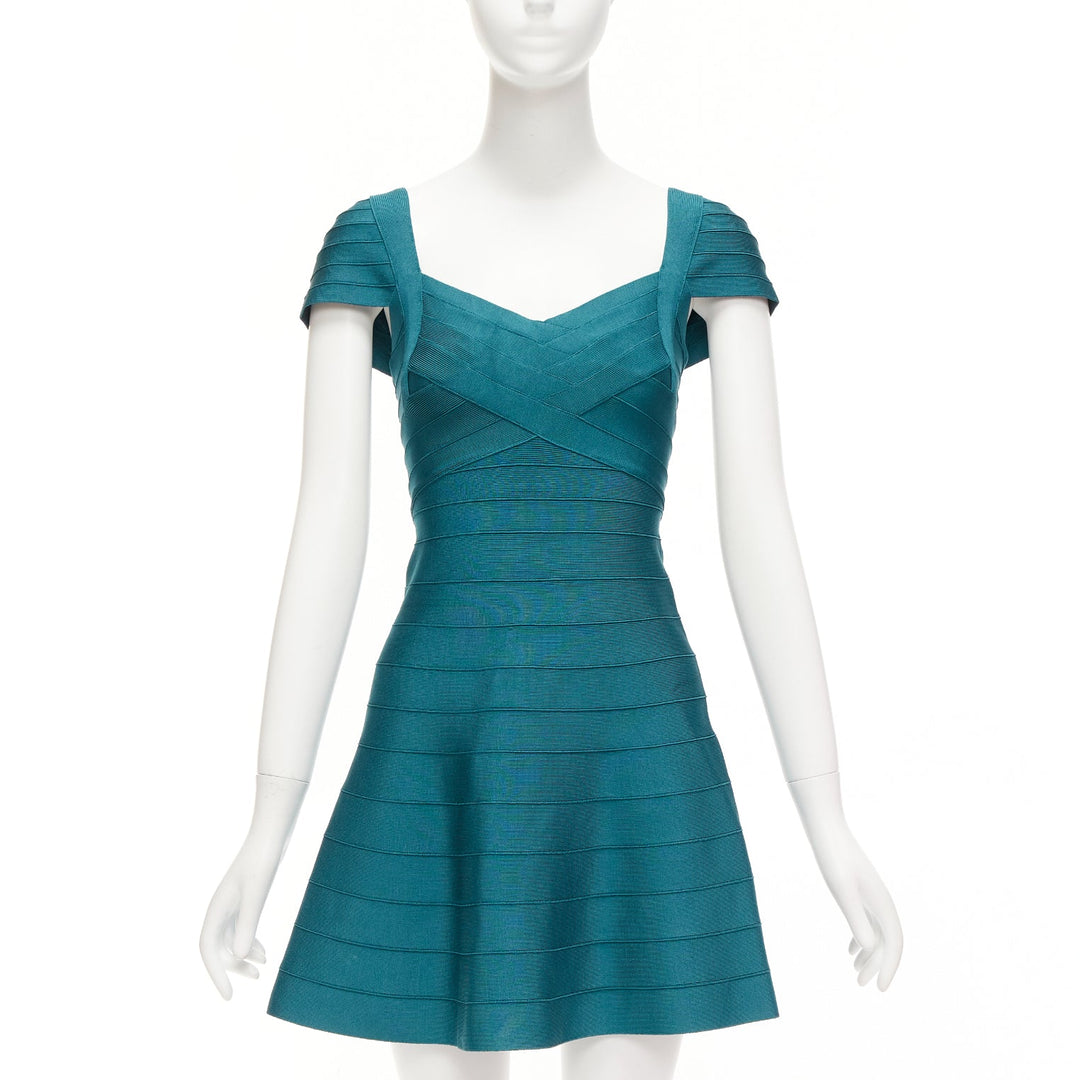 Herve Leger - Green Women Party/Cocktail Dress | JHROP Preloved Luxury Herve Leger - Green Women Party/Cocktail Dress | JHROP Preloved Luxury