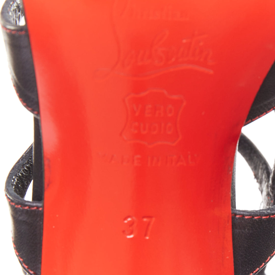 rare CHRISTIAN LOUBOUTIN Neurone Nappa Nero black buttons cage sandals EU37