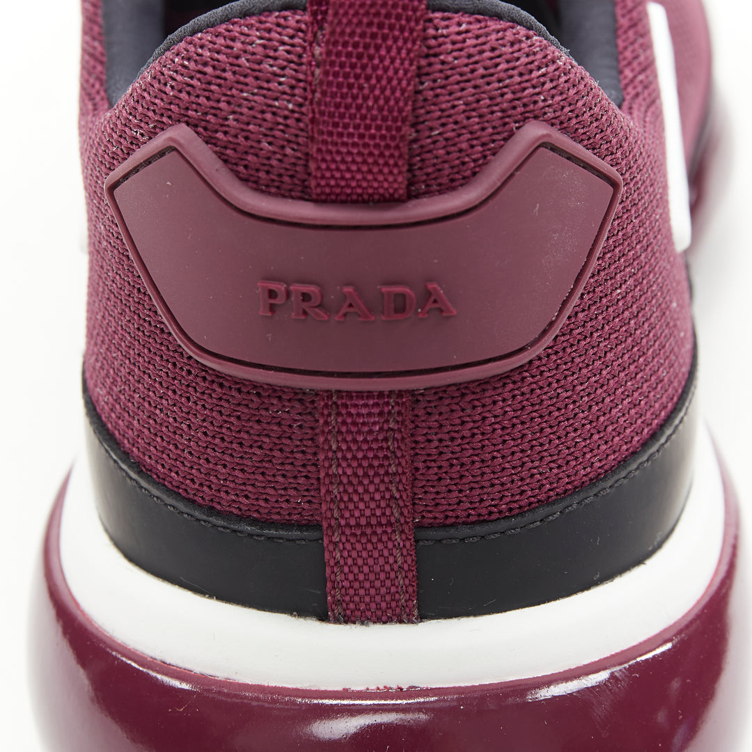 PRADA 2018 Cloudbust burgundy red rubber logo low top sneaker UK6 EU40 US7