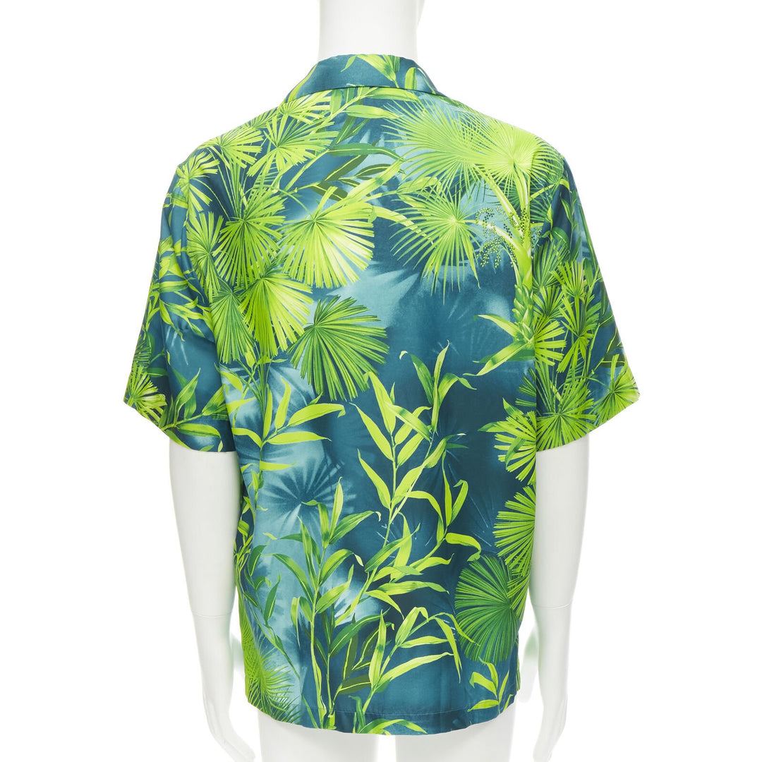 VERSACE 2020 Iconic JLo Jungle print green tropical print shirt EU41 XL