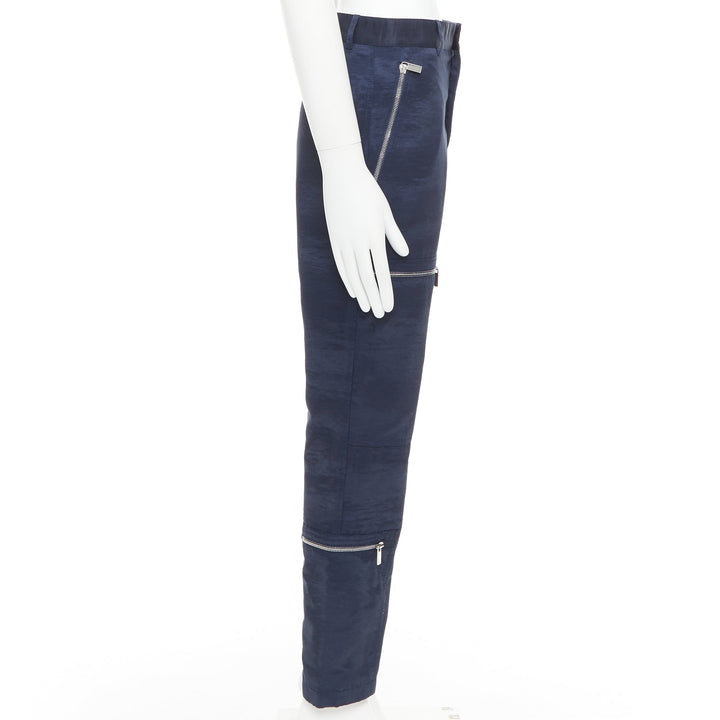 DIOR HOMME navy silver zipper carpenter pocket straight leg cargo pants FR44 XS