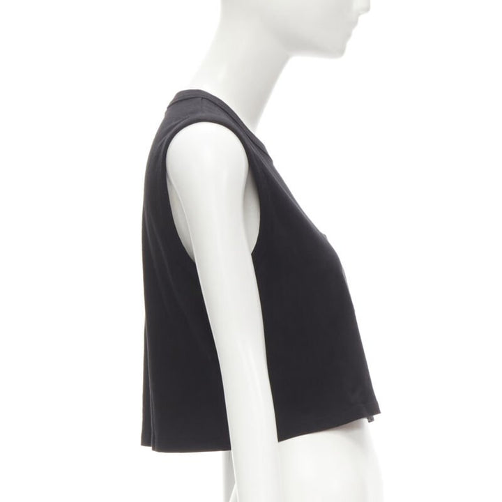 ALEXANDER WANG T black logo swirl print patch pocket cropped tank top S