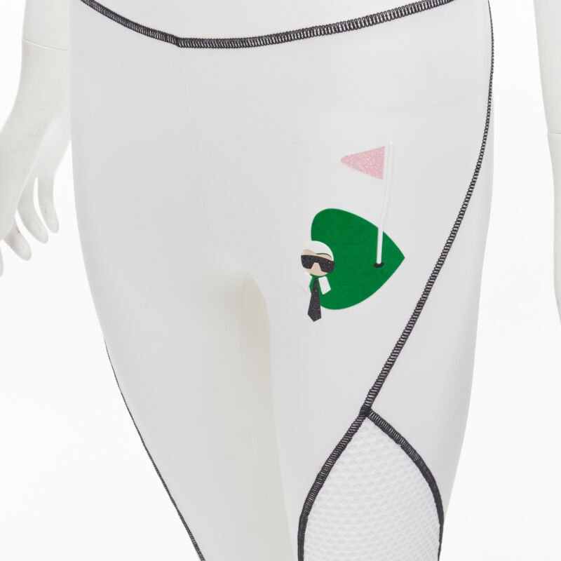 FENDI Karl Loves golf white mesh insert overstitched legging pants XS
