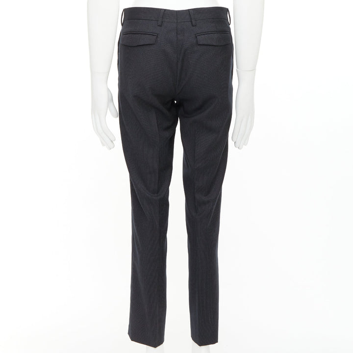DIOR HOMME Hedi Slimane black 100% virgin wool pinsrtipe dress pants FR44 XS