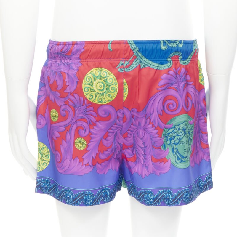 VERSACE Medusa Trionfo Garden blue purple Barocco print swim shorts IT4 M