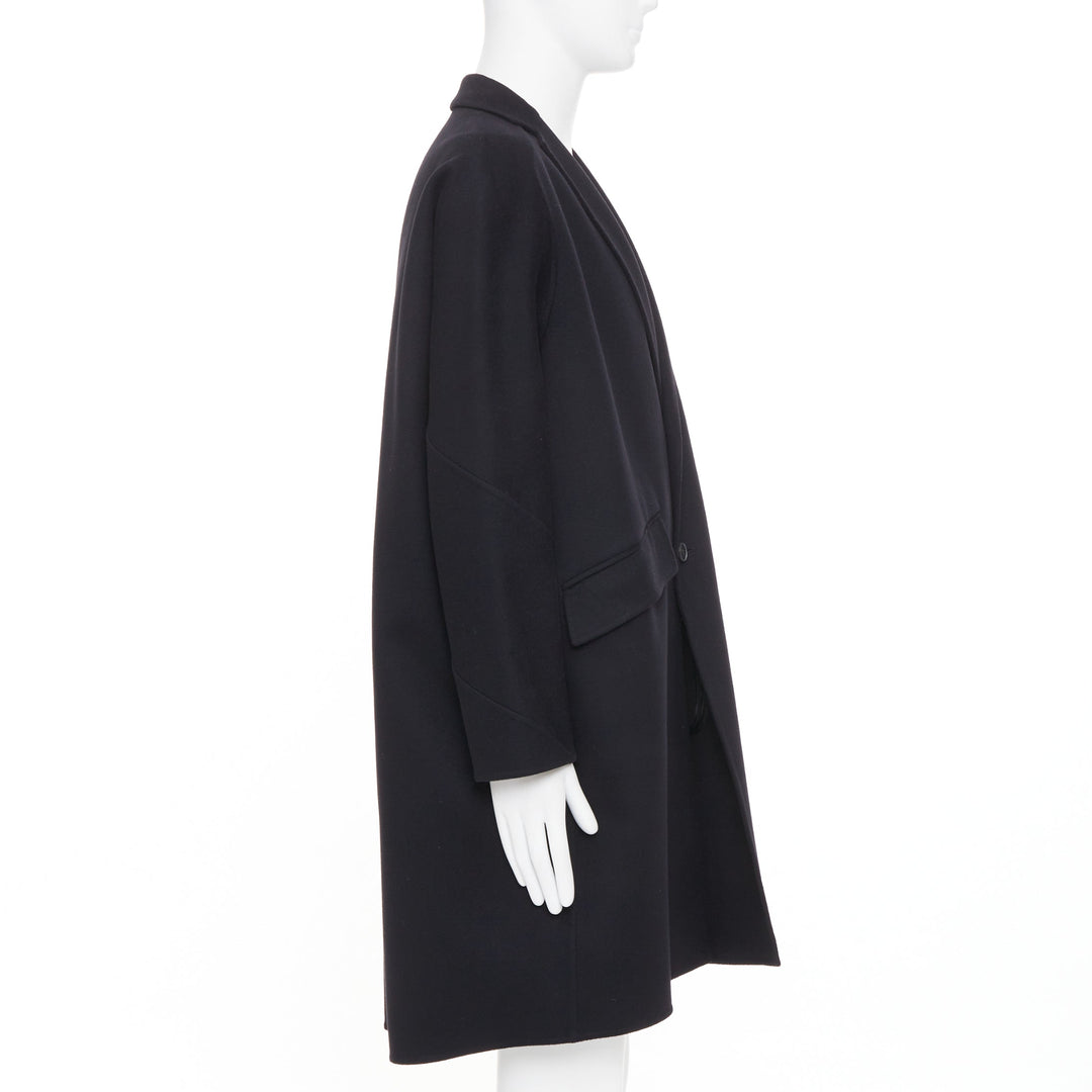 VALENTINO black virgin wool cashmere button flap pocket notch lapel coat IT44 XS