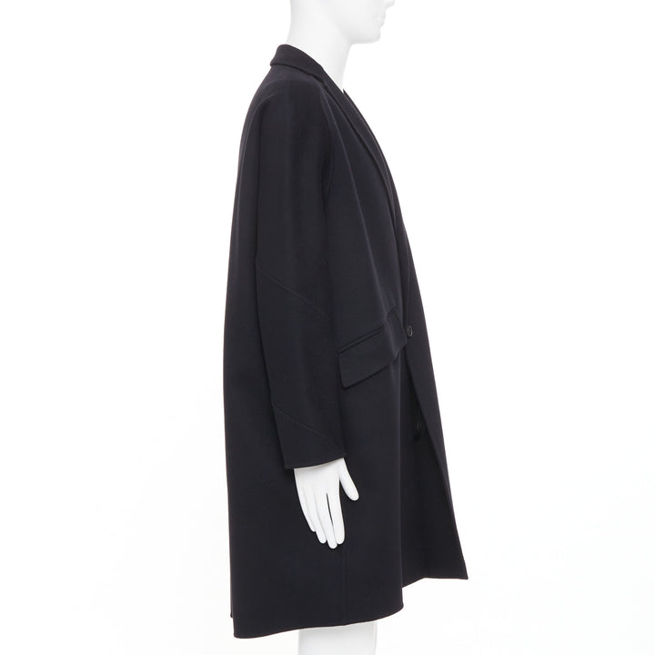 VALENTINO black virgin wool cashmere button flap pocket notch lapel coat IT44 XS