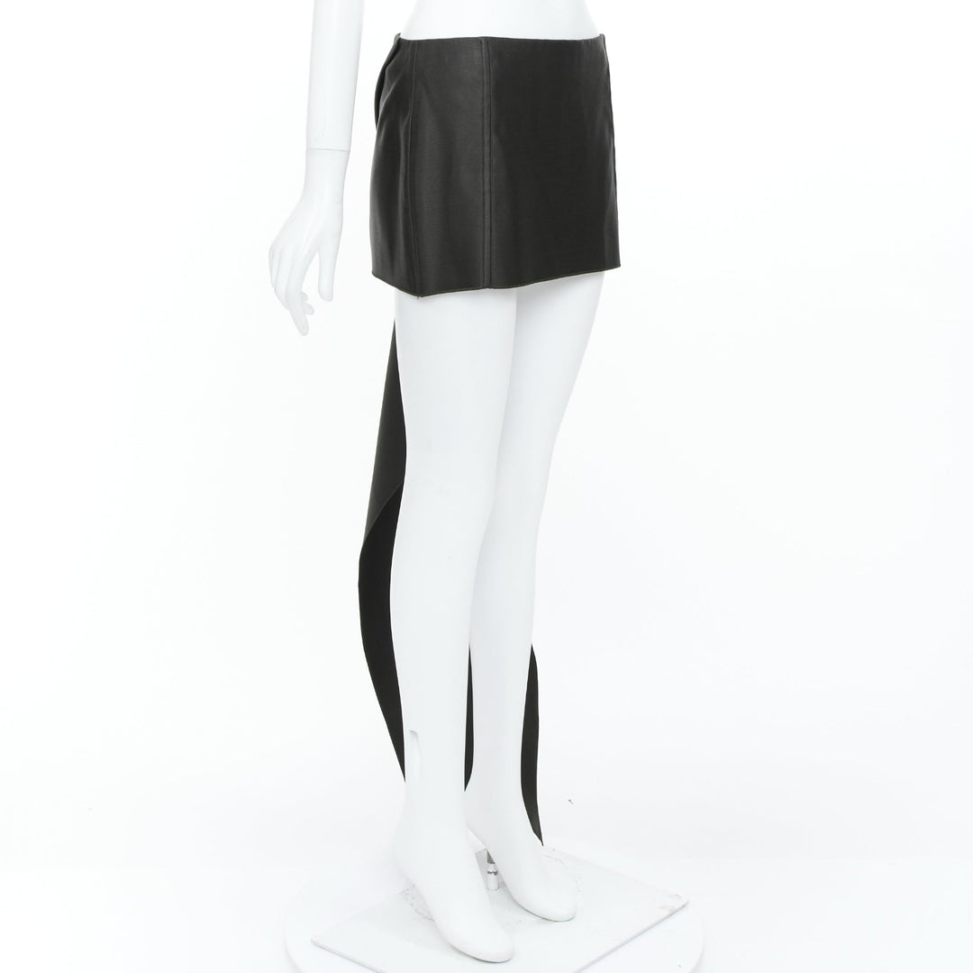 PRADA 2022 Runway black silk satin origami trail train mini skirt IT38 XS