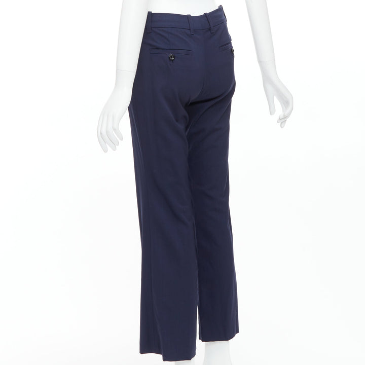 GUCCI Alessandro Michele 2017 navy bee embroidered flared pants IT38 XS