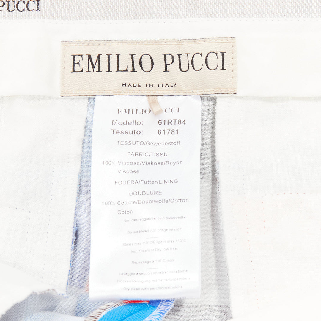 EMILIO PUCCI Runway orange blue watercolour check mid waist pants IT38 XS