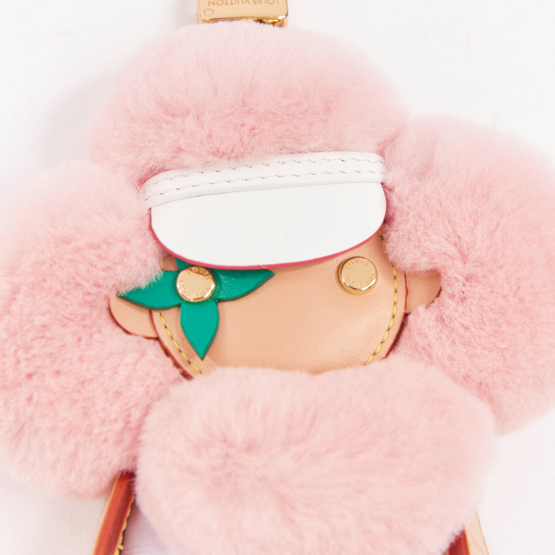 rare LOUIS VUITTON Vivienne Fashionista Tennis pink mink leather bag charm