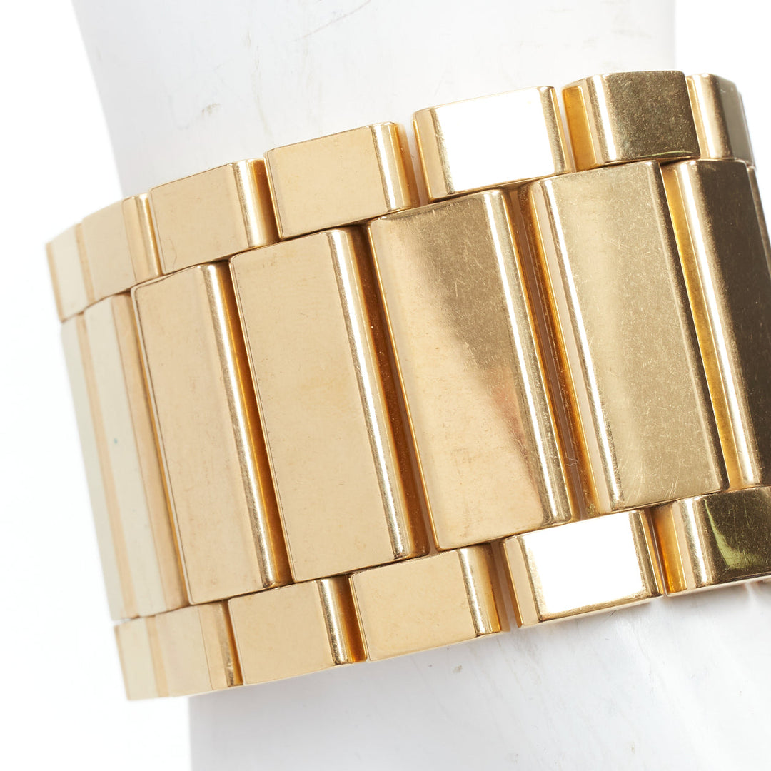 rare OLD CELINE Phoebe Philo Manchette gold tone watch link wide bracelet