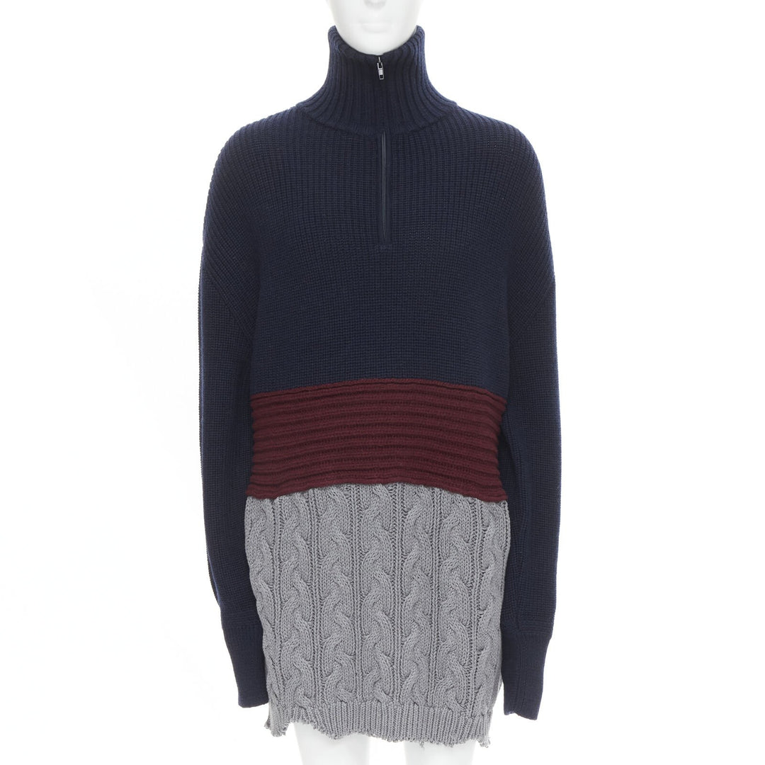 Male mannequin wearing Balenciaga by Demna 555959 T1523 8496 Runway Navy Wool Men Sweater in Size  S | Available at JHROP