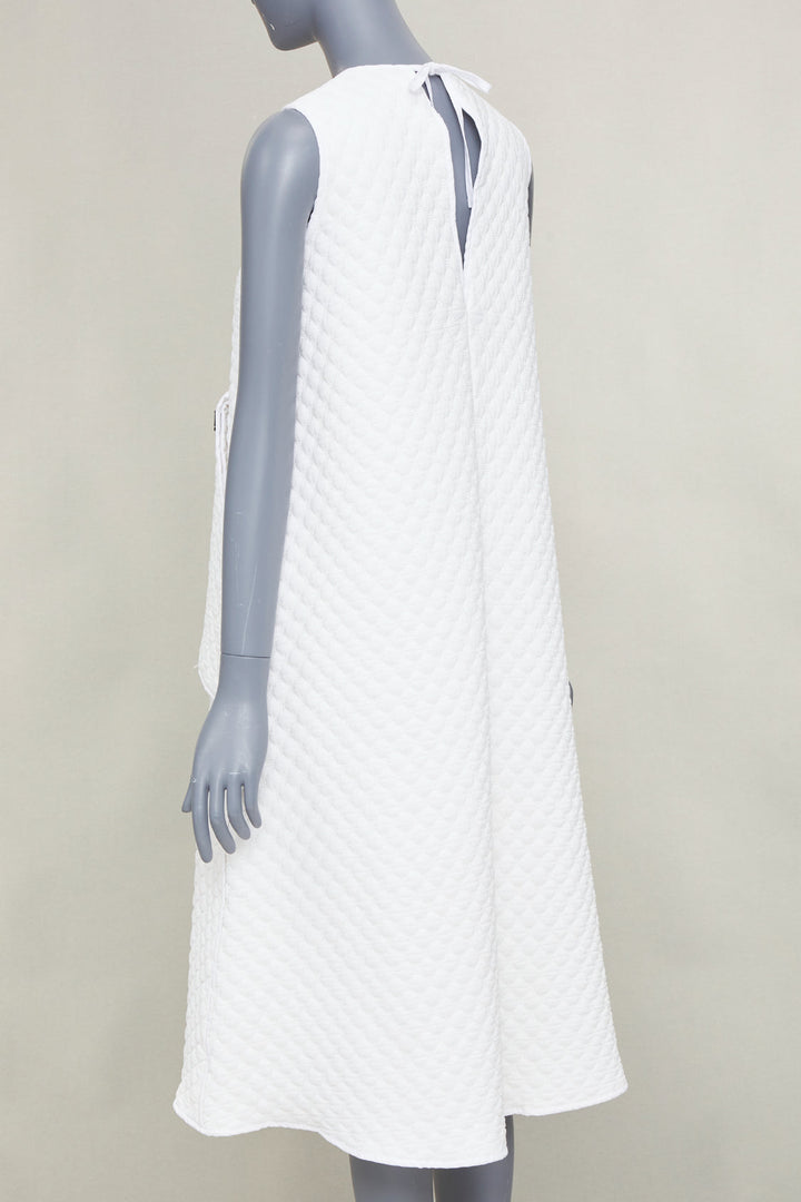 MELITTA BAUMEISTER white diamond quilted front pocket midi tent dress S