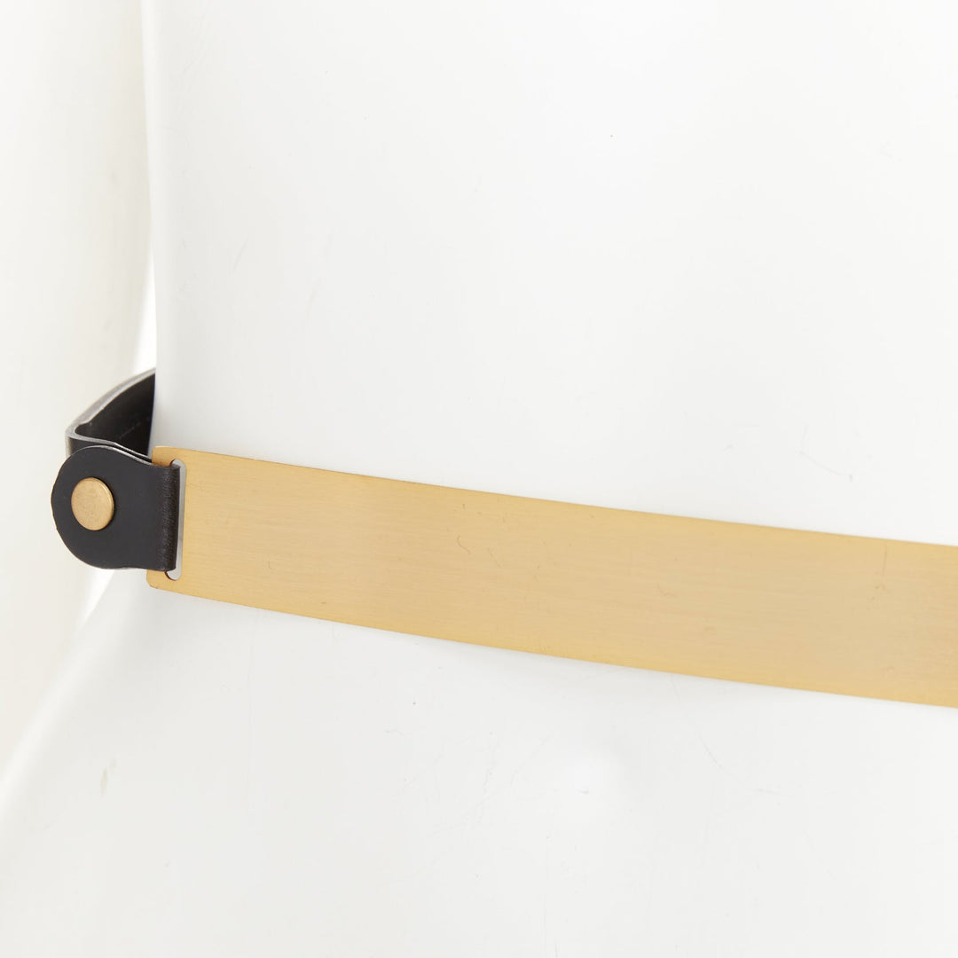 MAISON RABIH KAYROUZ gold bar plate smooth leather skinny waist belt 80cm