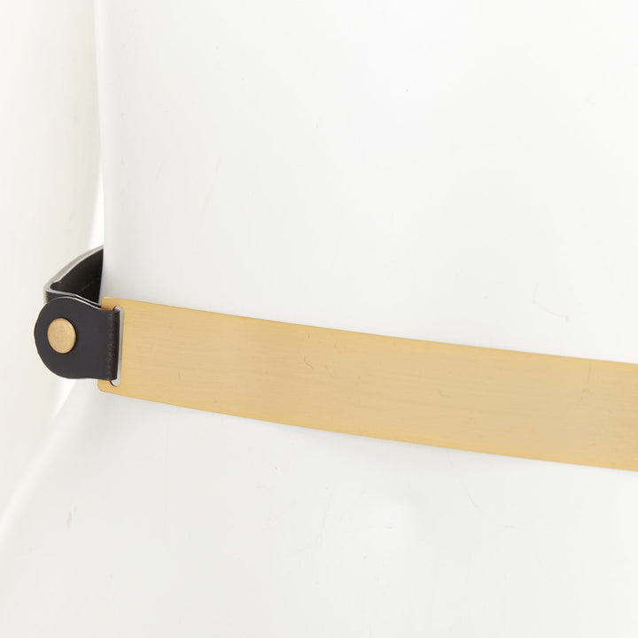 MAISON RABIH KAYROUZ gold bar plate smooth leather skinny waist belt 80cm