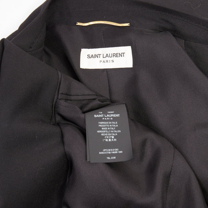 SAINT LAURENT 2018 Le Smoking single breasted peak lapel wool cady jacket FR36 S