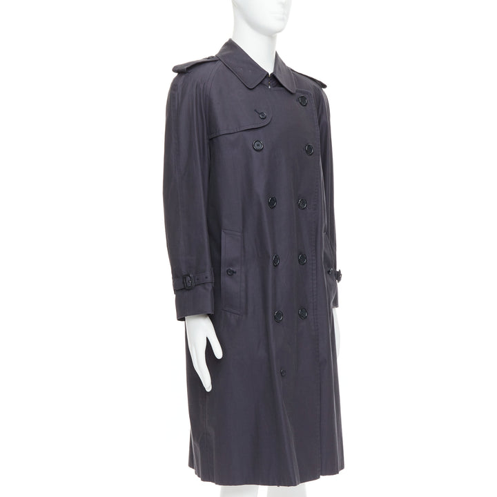 BURBERRY Vintage Made To Measure grey cotton trench coat EU46 S