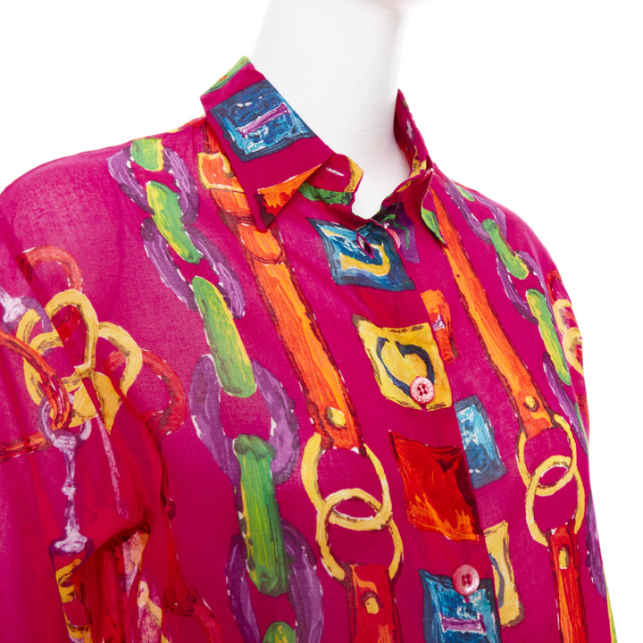 rare GUCCI Tom Ford 1996 Vintage pink gold GG chain belt cotton shirt IT38 XS
