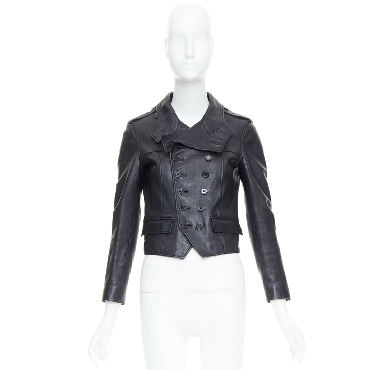 SAINT LAURENT Hedi Slimane 2014 black cropped smoking spencer jacket FR36 S