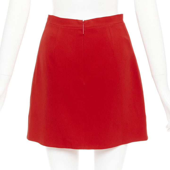 CHRISTOPHER KANE red heart embroidered cut out side A-line skirt UK8 S