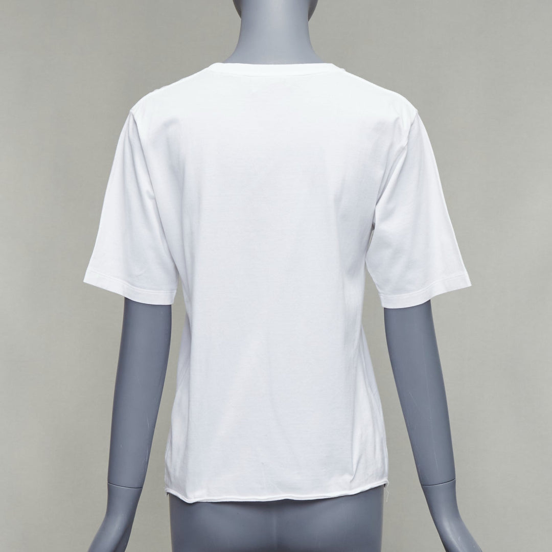 SAINT LAURENT 2020 white cotton washed vintage logo print boxy tshirt XS